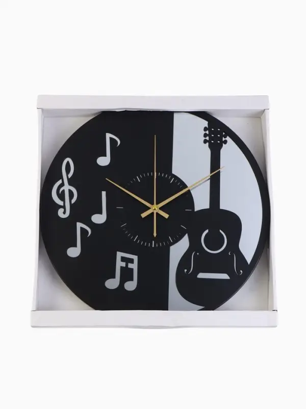 Часы настенные интерьерные &laquo;Гитара&raquo;, бесшумные, плавный ход, d=40 см, металл, зеркало