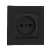 Розетка TOT Matte Glass, 10 А, стекло, скрытая, одноместная, без заземления, чёрная