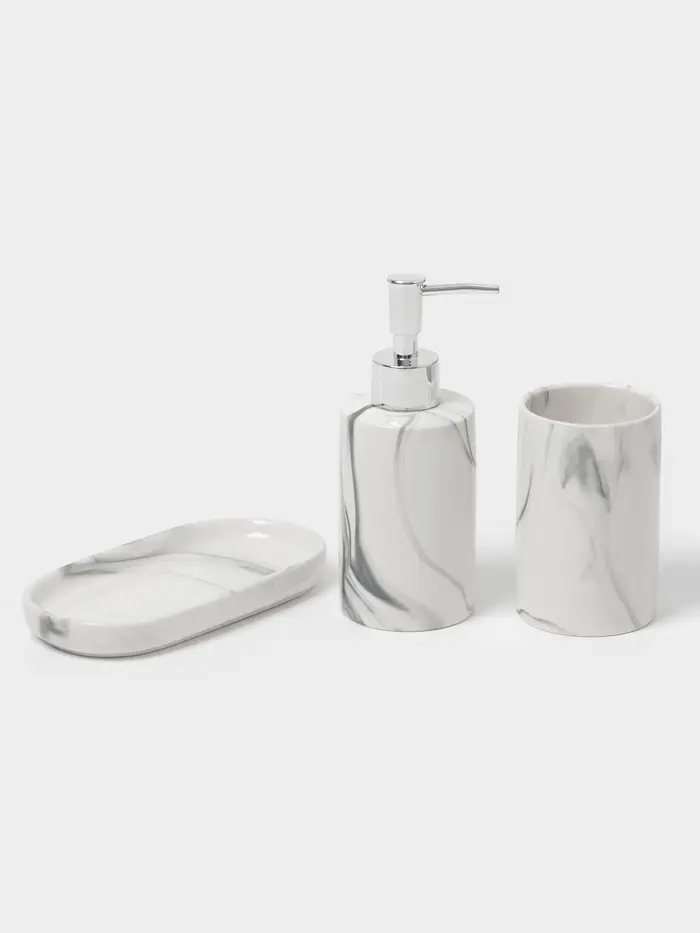 Набор аксессуаров для ванной комнаты &laquo;Сила&raquo;, 3 предмета, мыльница, дозатор для мыла 350 мл, стакан, серый