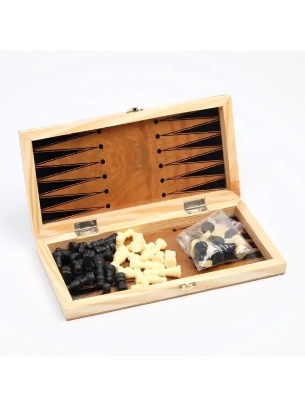 Шахматы нарды шашки &laquo;Цейтнот&raquo;, 3 в 1, классические, 24&times;24 см