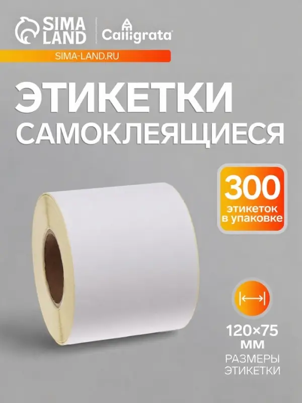 Термоэтикетка 120&times;75 мм, диаметр втулки=40 мм, 300 этикеток ЭКО