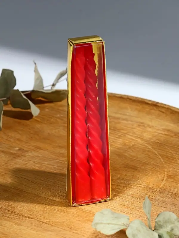 Набор свечей витых, 1.5&times;15 см, 2 шт., красный