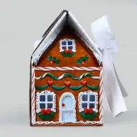 Коробка подарочная новогодняя складная &laquo;Пряничный домик&raquo;, 15&times;18&times;10 см