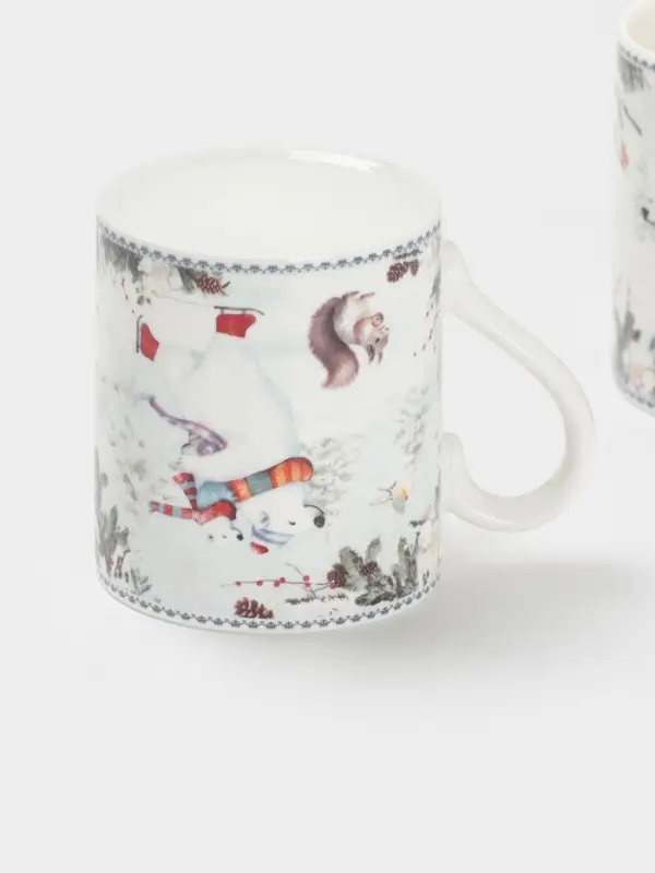 Набор кружек новогодних «Белый мишка», 2 шт., 220 мл, керамика, подарочная упаковка, белый