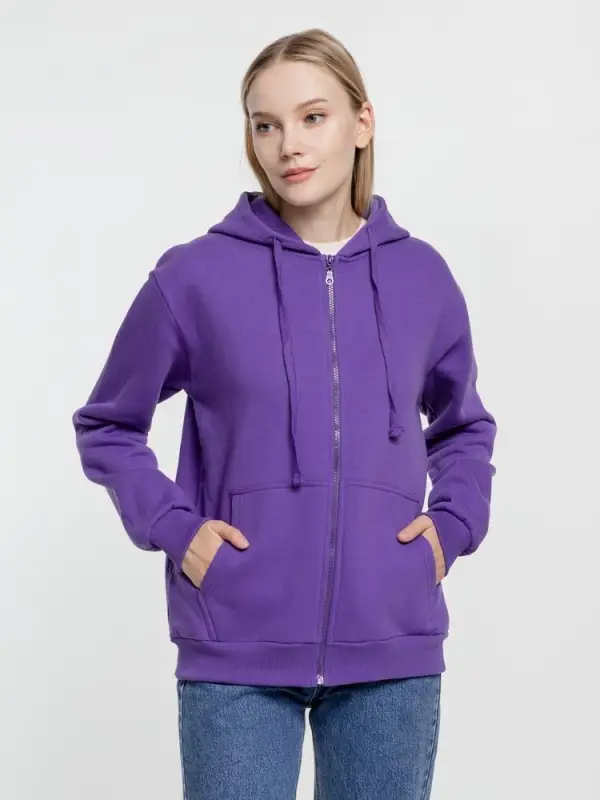 Толстовка на молнии с капюшоном Siverga Heavy 2.0, фиолетовая, размер XS