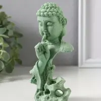 Сувенир полистоун "Будда - молчание золото" зелёный 4,7х6,8х14,5 см