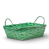 Корзина плетеная 24 х 20 х 8 см,боковые ручки, зеленый квадрат
