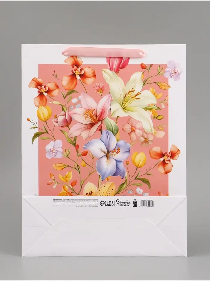 Пакет подарочный &laquo;Цветы&raquo;, 31&times;40&times;11.5 см