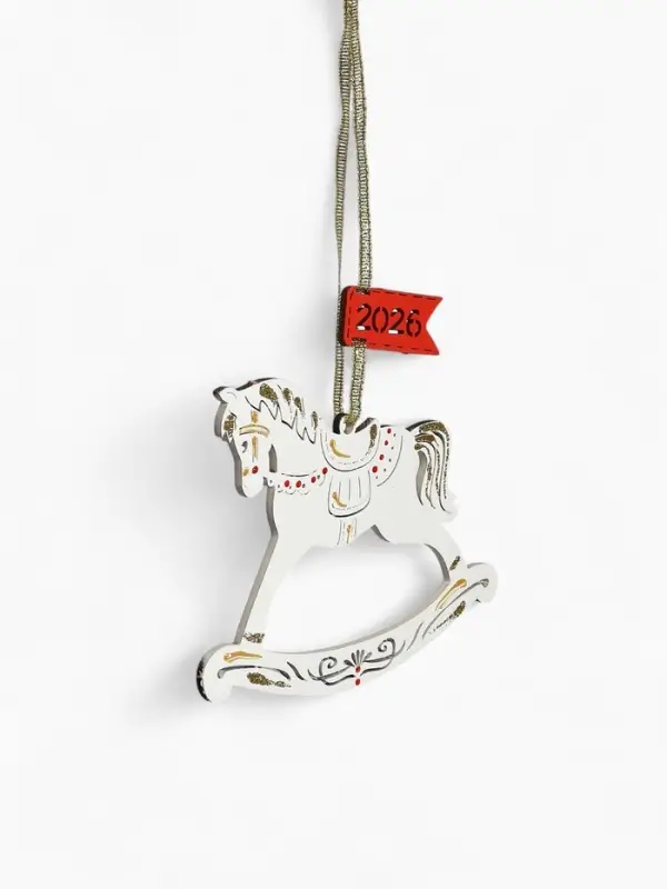 Ёлочное украшение Ёлочное украшение "Лошадка. 2026" 11,5х8,5 см, Белый-красный