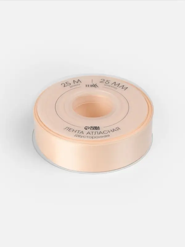 Лента атласная TEIRA, двухсторонняя, 25 мм, 25&plusmn;1 м, светло-бежевая №112