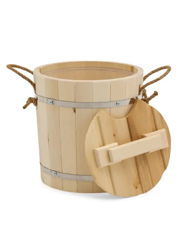 Запарник - ведро для бани и сауны, 13 л, липа, пластиковая вставка, с крышкой, &laquo;Добропаровъ&raquo;