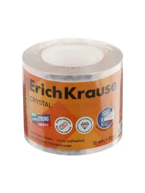 Набор из клейких лент ErichKrause Crystal, 12 мм &times; 33 м, повышенная прозрачность