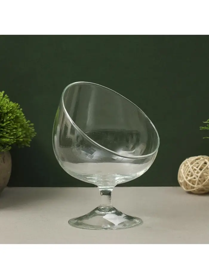 Ваза для цветов &laquo;Анабель&raquo; бренди с косым резом, d=10&times;12 см, h=15.5 см, стекло, прозрачная