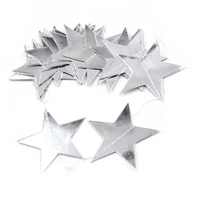 Гирлянда-подвеска "Звезда", серебро, металлик, 200 см, 7 см*20 шт.