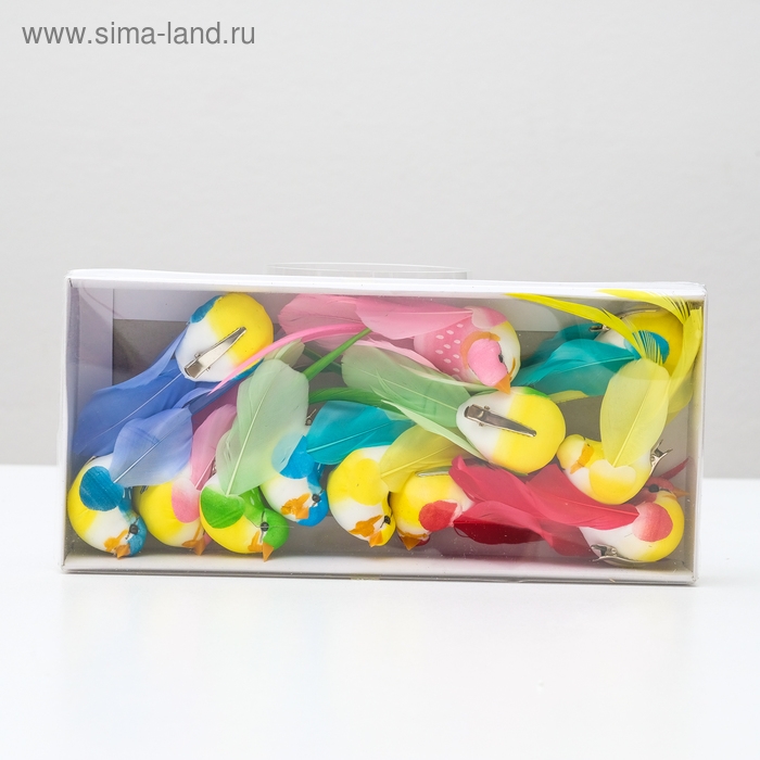 Птичка для декора и флористики, на прищепке, МИКС, пластиковая, 1шт., 8 х 8 см Птичка для декора и флористики, на прищепке, МИКС, пластиковая, 1шт., 8 х 8 см