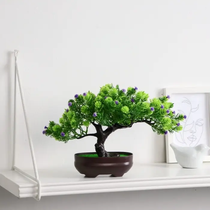 Бонсай искусственный в горшке &laquo;Деревце изгиб&raquo;, 17&times;12 см, МИКС