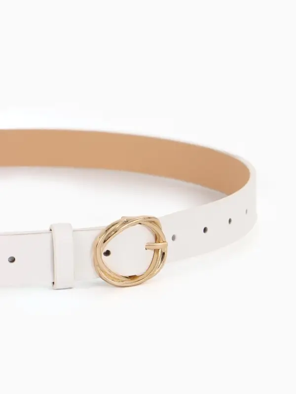 Ремень женский, 110&times;2.9 см, классическая пряжка металл, белый