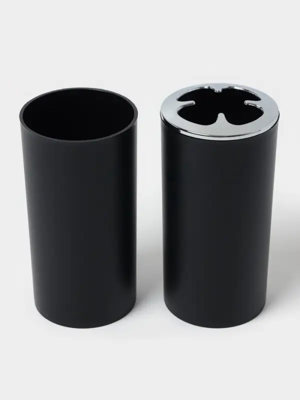 Аксессуары для ванной SAVANNA &laquo;Сильва&raquo;, 6 предметов, дозатор, мыльница, 2 стакана, ёршик, ведро, чёрные