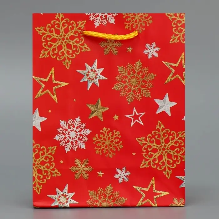 Пакет подарочный новогодний ламинированный «Звёздные снежинки», S 12 х 15 х 5.5 см Пакет подарочный новогодний ламинированный «Звёздные снежинки», S 12 х 15 х 5.5 см