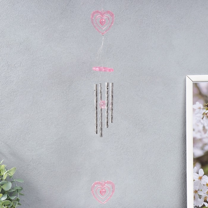 Музыка ветра пластик Музыка ветра пластик "Сердце"МИКС 4 трубочки 10*1 см 2 фигурки h=52 см