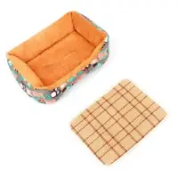 Лежанка для животных, 45&times;30&times;15 см, ротанговый коврик, бежево-серая