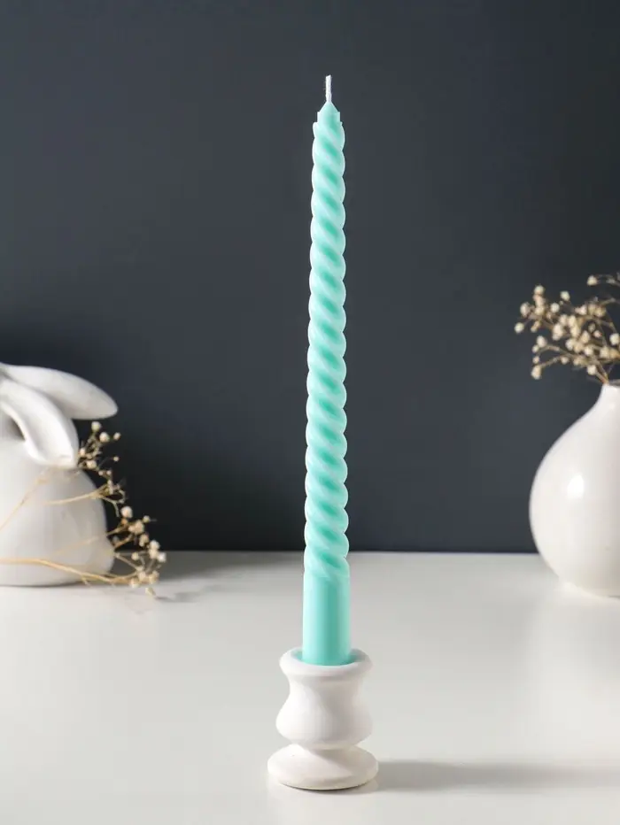 Набор свечей витых 25 см, 2 шт., 57 г, 5 ч, мятный
