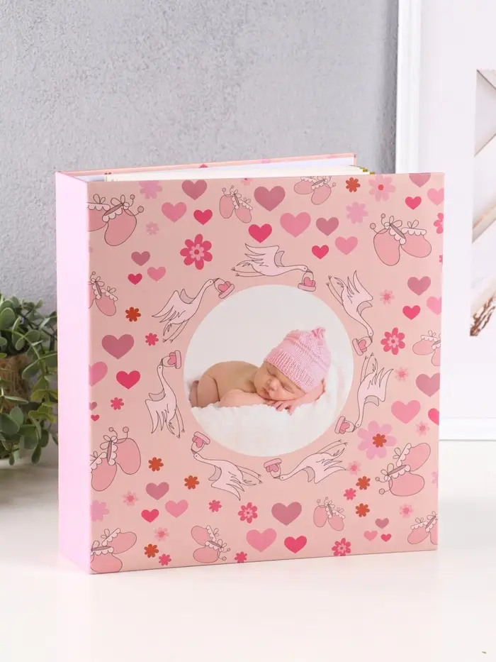 Фотоальбом 50 магнитных листов 23X28см, "Малыш в розовой шапочке", пер-т 3-кольца