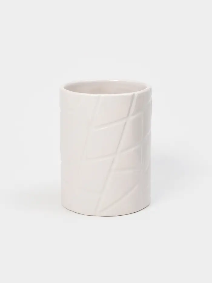 Набор для ванной "Плетение", 2 предмета (дозатор для мыла, стакан), цвет белый