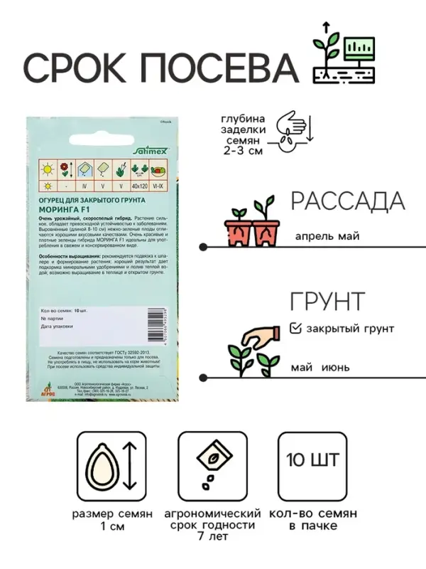 Семена Огурец"Моринга"F1 10шт* закр