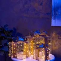 Фигура световая &laquo;Кубы золотистые&raquo;, 25&times;20&times;15 см, 90 LED, от батареек AAx8, свечение тёплое белое