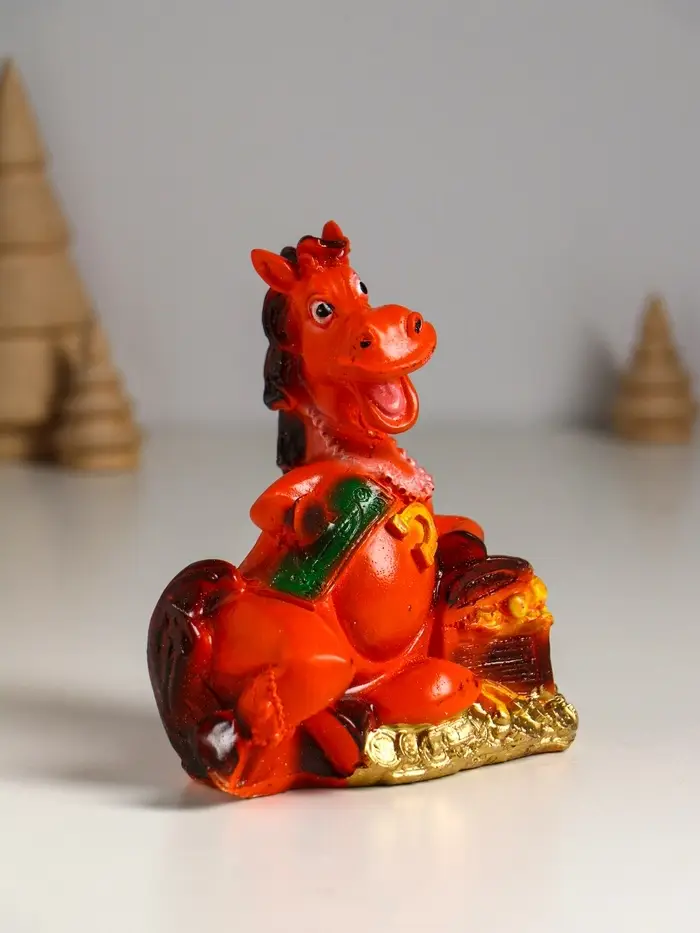 Копилка "Лошадь с сундуком монет" 12,5х11х7,5 см, коричневый