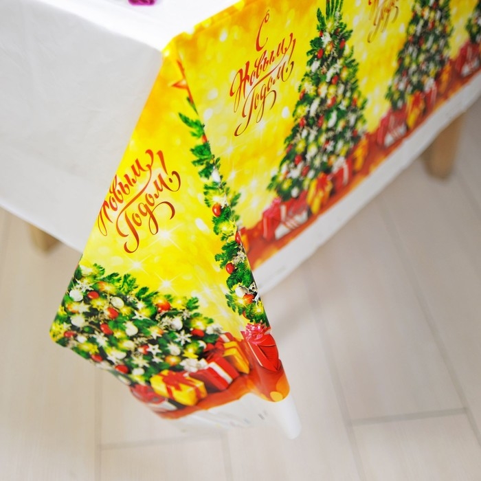 Новогодняя скатерть одноразовая &laquo;С Новым Годом&raquo;, ёлочка, 180х137 см