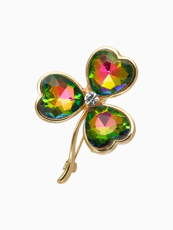 Брошь  Брошь "Клевер" три лепестка, цветной в золоте