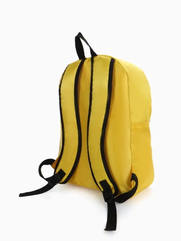 Рюкзак молодёжный на молнии, с карманом, однотонный, размер 29&times;12&times;39 см, жёлтый