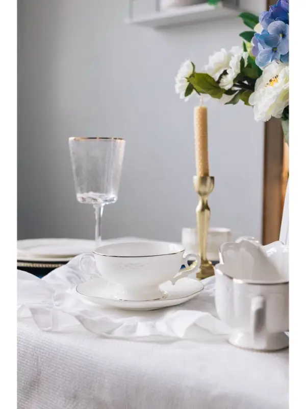 Бульонница с блюдцем WY Empire, 280 мл, фарфор, белая