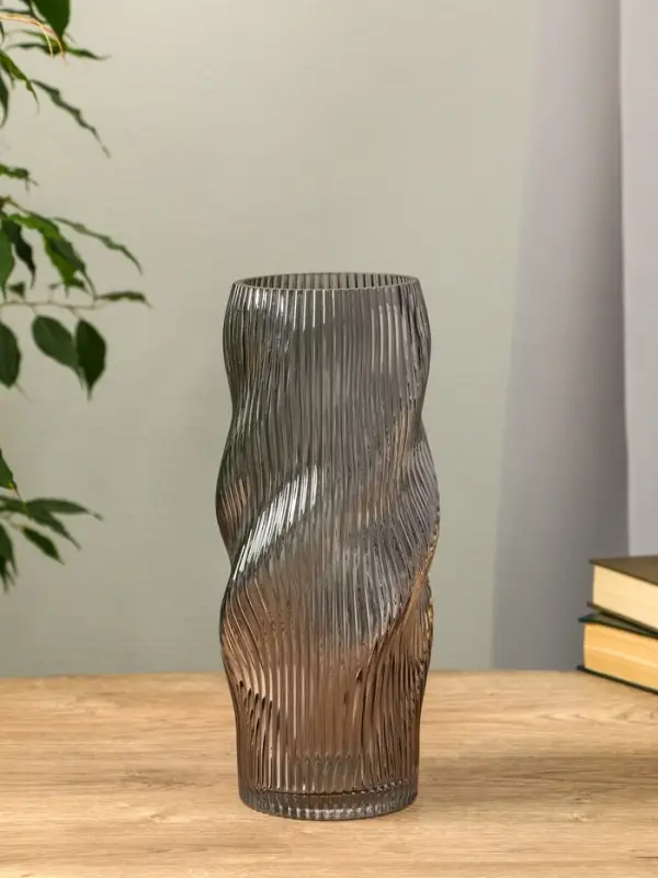 Ваза стекло настольная  Ваза стекло настольная "Венди" 29х12х10 см, серый