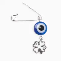 Булавка-оберег &laquo;Защита души, тела и духа&raquo;, 2.2 см, бело-синяя в серебре