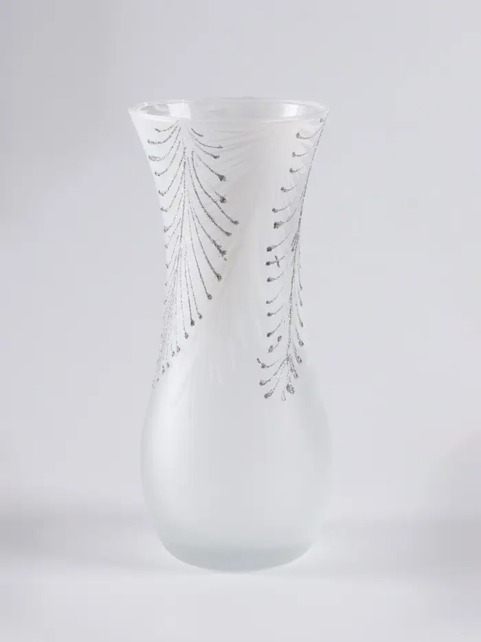 Ваза &laquo;Креман&raquo;, перья, h=26 см, стекло, белая