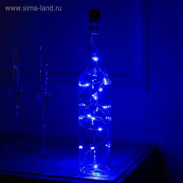 Гирлянда &laquo;Нить&raquo; 1 м роса с пробкой, IP20, серебристая нить, 10 LED, батарейки LR44&times;3 (в комплекте), свечение синее