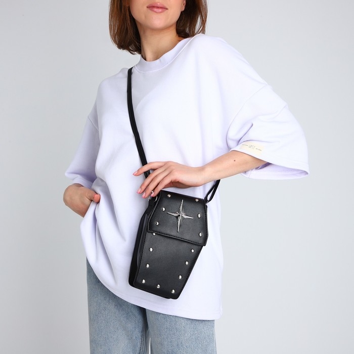 Сумка молодёжная на магните, цвет чёрный Сумка молодёжная на магните, цвет чёрный