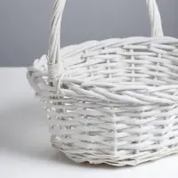 Корзина плетёная для хранения, лоза, с ручкой, овальная, серая, набор 3 шт.