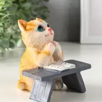 Фигурка полистоун &laquo;Котик с книгой за партой&raquo;, рыжий, 9&times;8.5&times;9.5 см