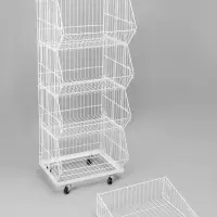 Накопитель разборный на колесах, 5 корзин, 50&times;43&times;147, белый
