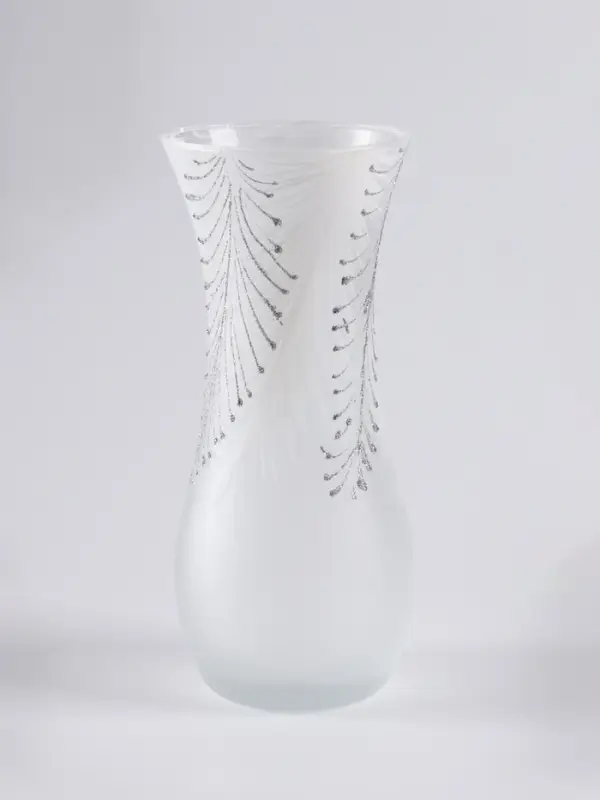 Ваза &laquo;Креман&raquo;, перья, h=26 см, стекло, белая