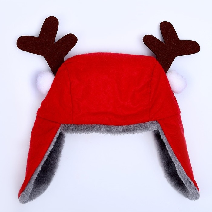 Карнавальная шапка «Ушанка» с рогами Карнавальная шапка «Ушанка» с рогами