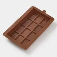 Форма для дубайского шоколада "Плитка" 25,5x15x2,5 см, цвет коричневый