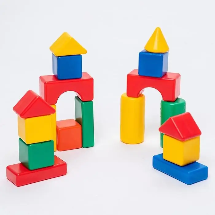 Кубики детские, пластиковые, цветные, 18 штук, 6&times;6 см