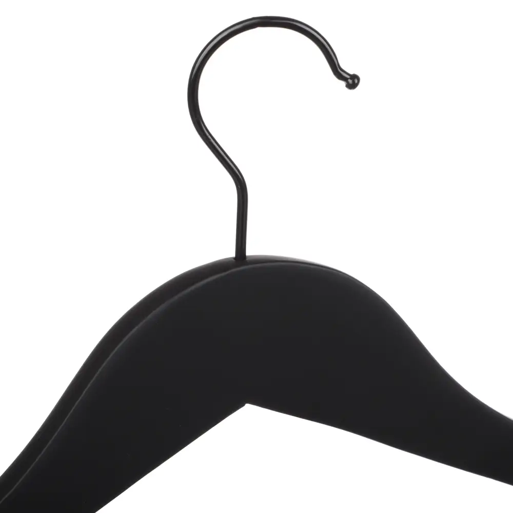 VETTA Вешалка деревянная для верхней одежды, софт тач, 44.5x23x5,8см, черная