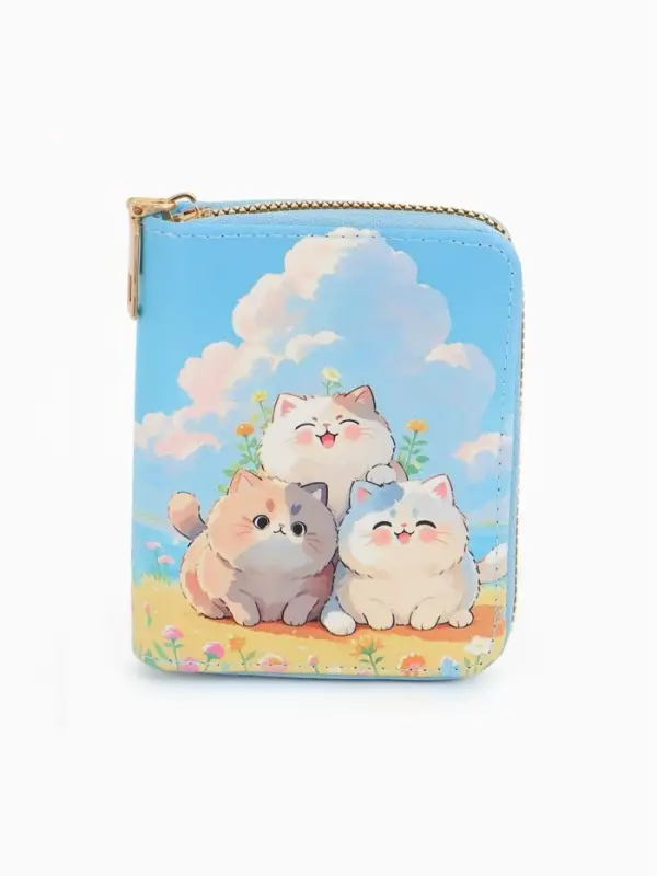 Кошелек дет 07-01-01 Июнь2545 кот, 8,5*2,5*10,5 см, 2 отд+отд/молн, д/карт, голубой