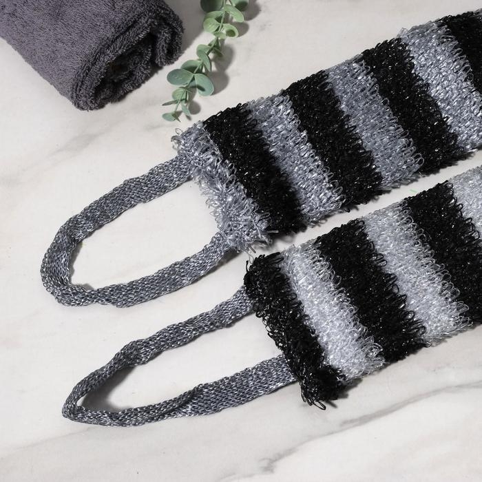 Мочалка для тела Доляна «Мужская», 12×45 см, чёрно-белый Мочалка для тела Доляна «Мужская», 12×45 см, чёрно-белый